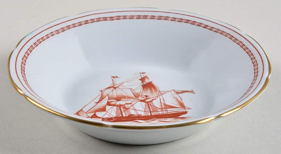 Trade Winds Red (Gold Trim) Fruit/Dessert (Sauce) Bowl by Spode-1