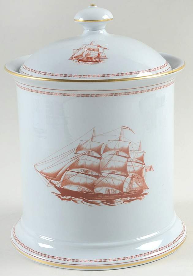 Trade Winds Red (Gold Trim) Cookie Jar & Lid by Spode-1