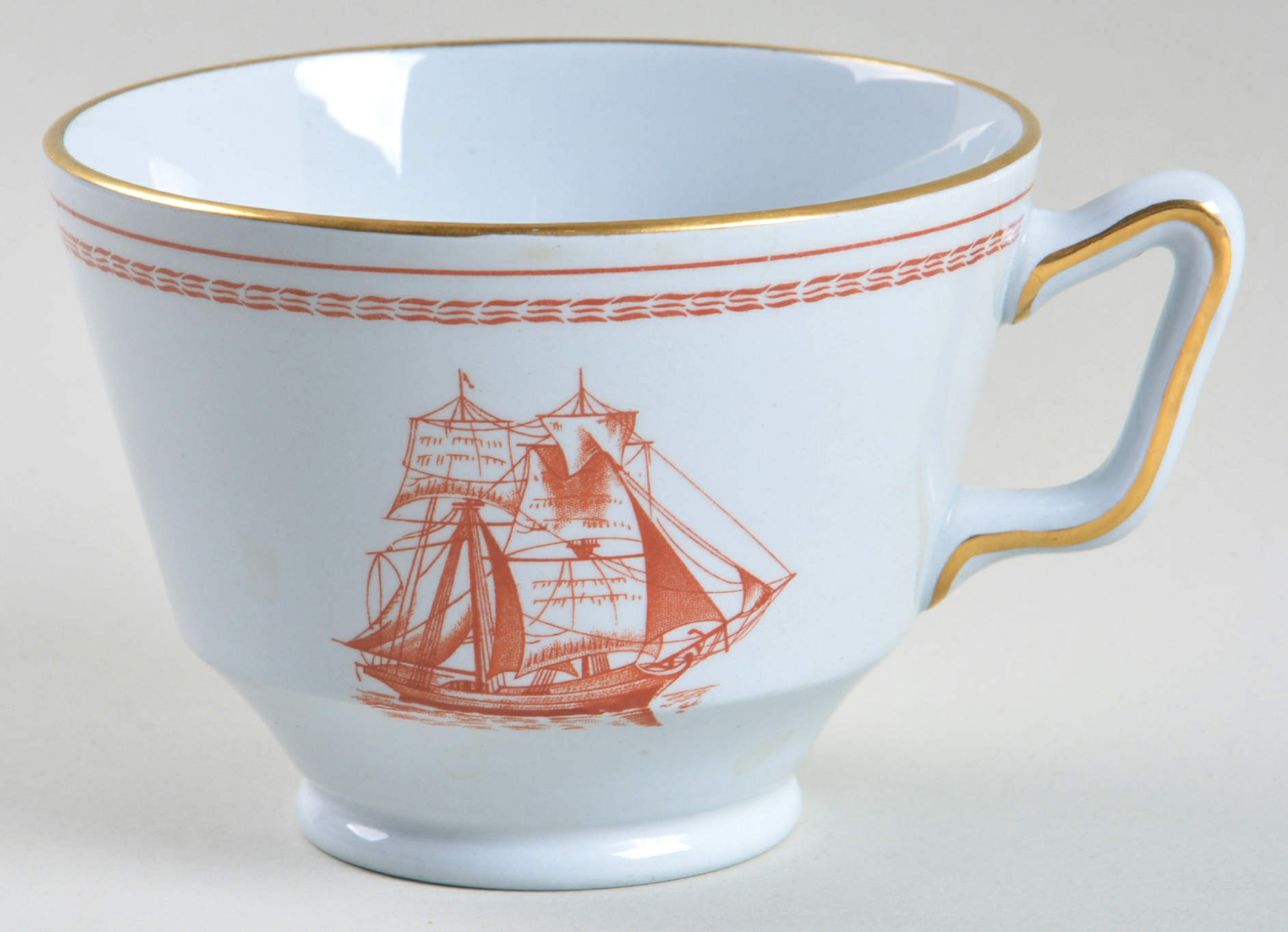 Trade Winds Red (Gold Trim) London Shape Footed Cup by Spode-1