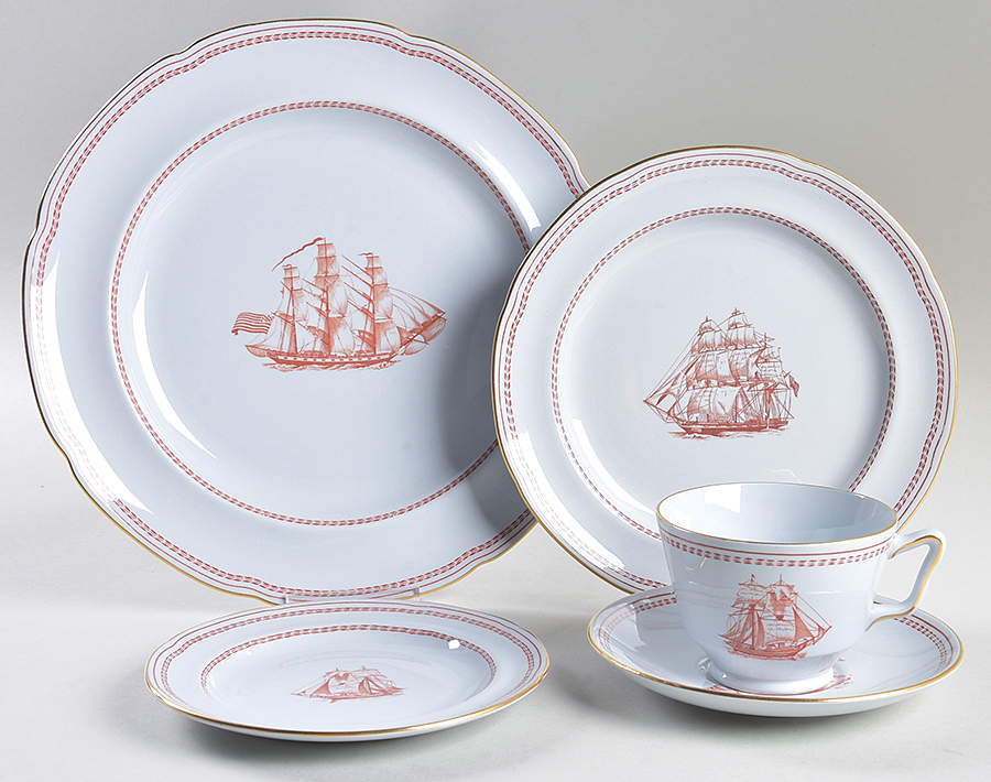 Trade Winds Red (Gold Trim) 40 Piece Estate Set by Spode-1