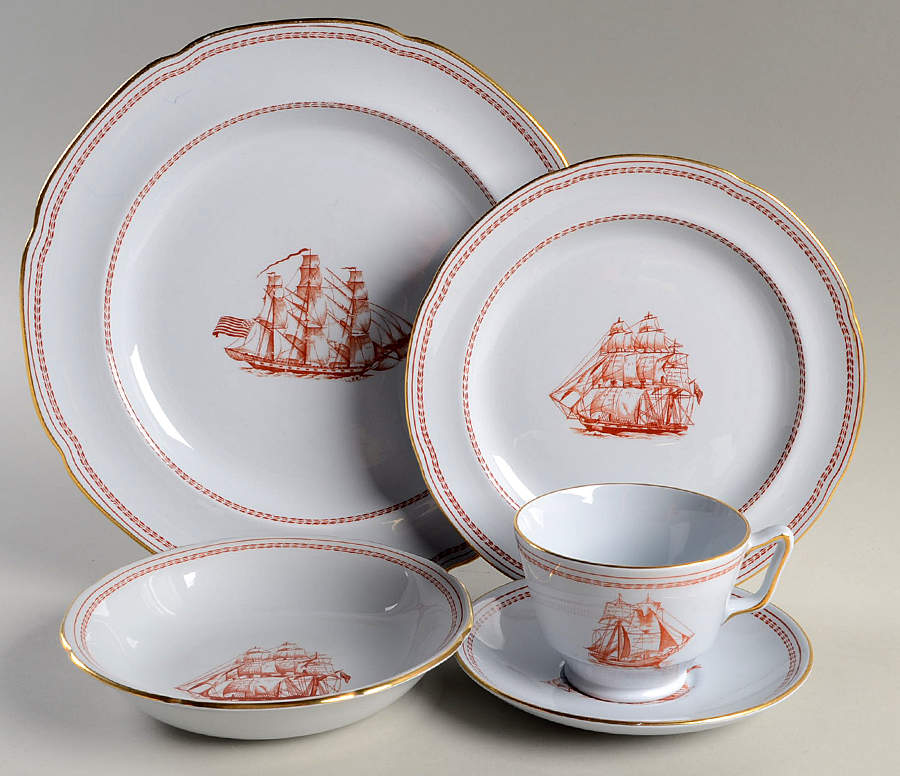 Trade Winds Red (Gold Trim) 40 Piece Estate Set by Spode-1