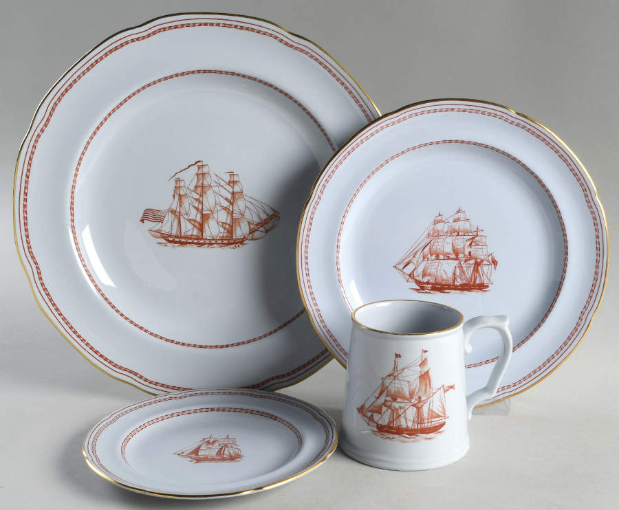 Trade Winds Red (Gold Trim) 4 Piece Place Setting by Spode-1