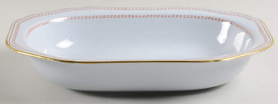 Trade Winds Red (Gold Trim) 9" Oval Vegetable Bowl by Spode-1