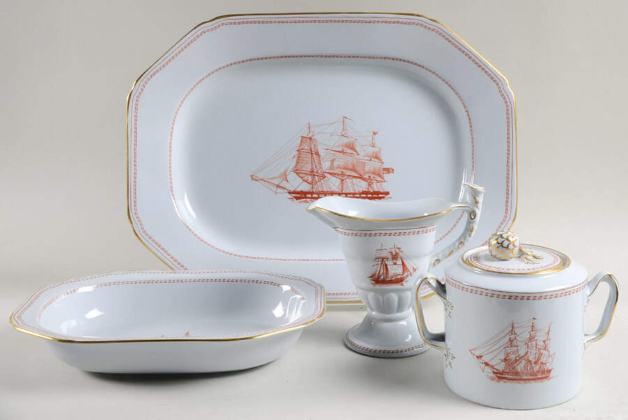 Trade Winds Red (Gold Trim) 5 Piece Hostess Set by Spode-1