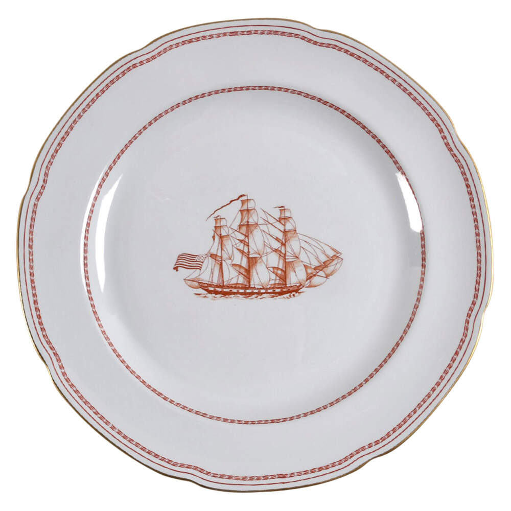 Trade Winds Red (Gold Trim) Dinner Plate by Spode-1