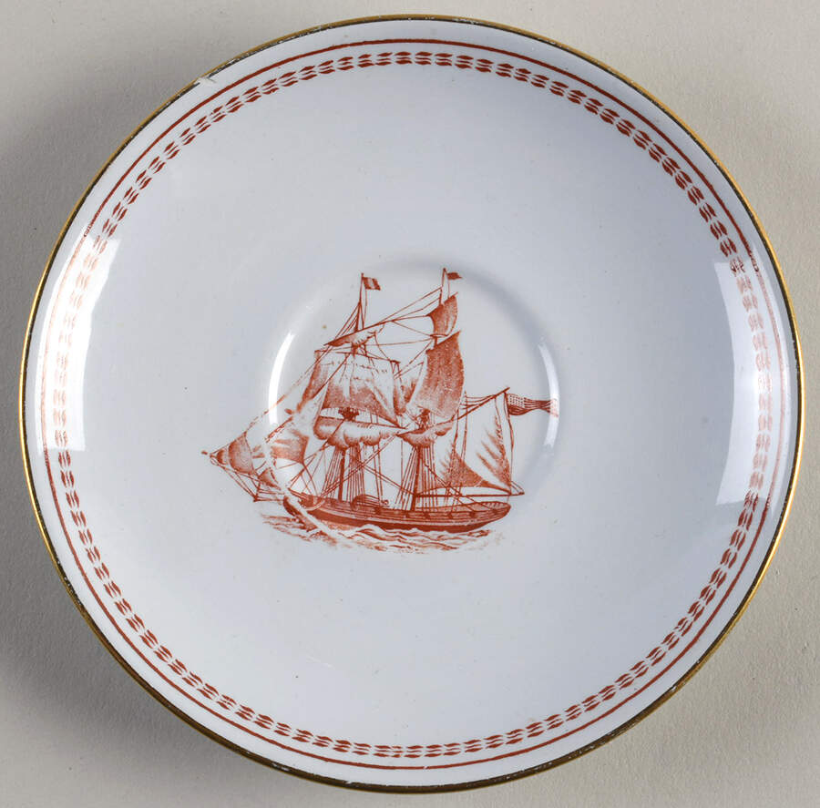 Trade Winds Red (Gold Trim) Saucer for London Shape Footed Cup by Spode-1