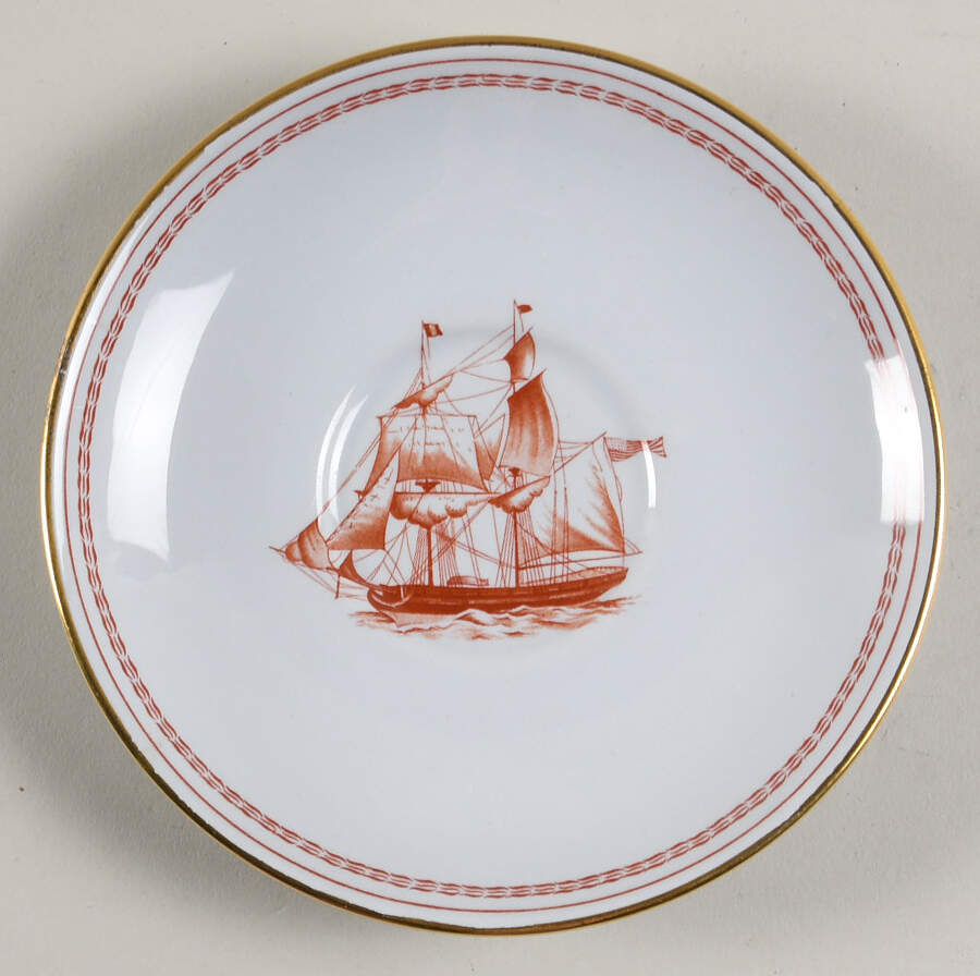 Trade Winds Red (Gold Trim) Saucer for Oversized London Shape Cup by Spode-1