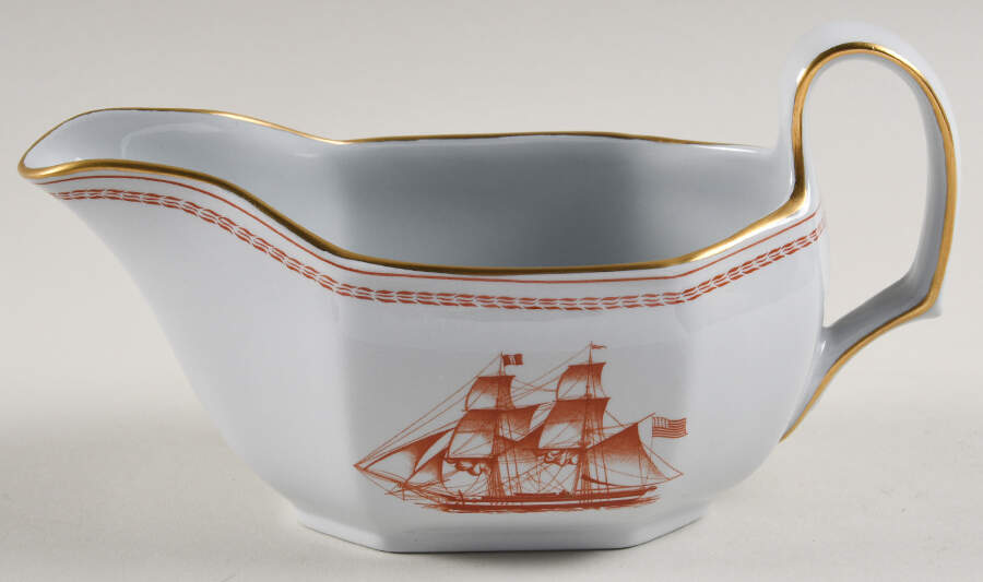Trade Winds Red (Gold Trim) Gravy Boat by Spode-1