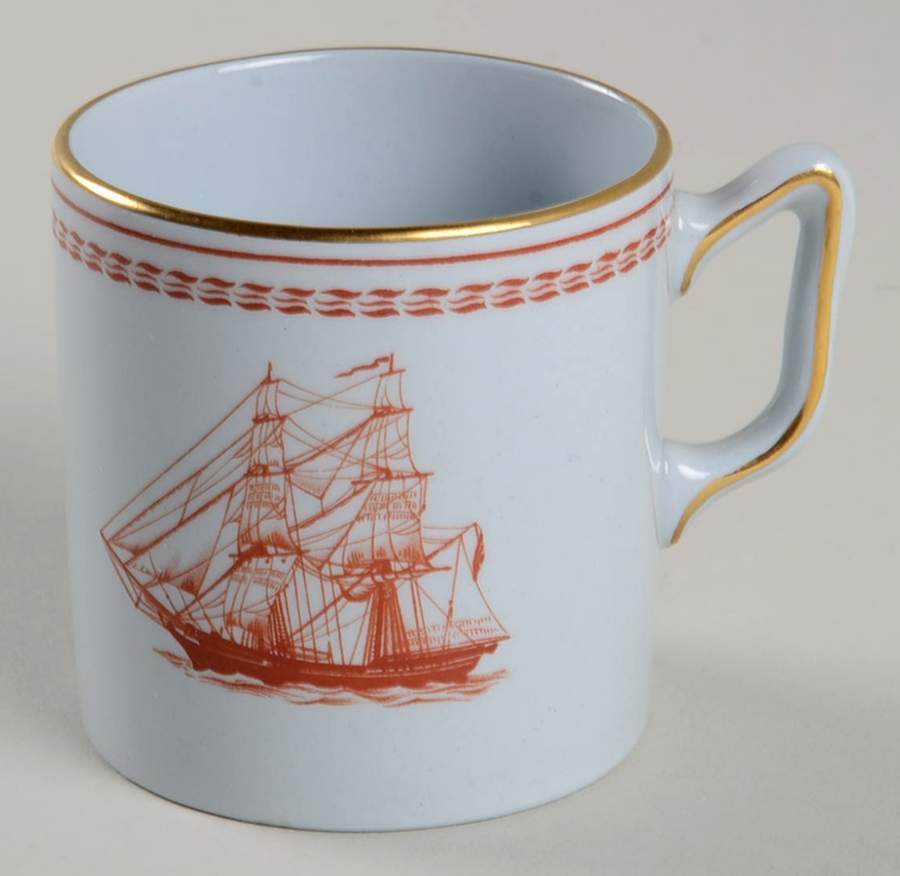 Trade Winds Red (Gold Trim) Flat Demitasse Cup by Spode-1