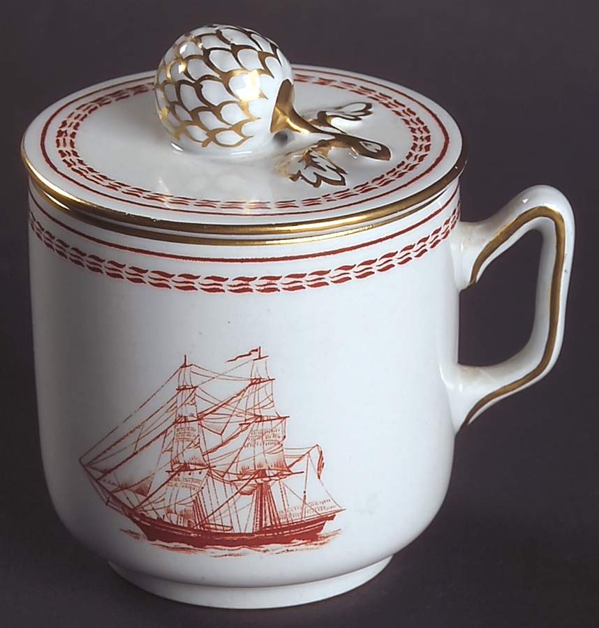 Trade Winds Red (Gold Trim) (2 Pc) Pot de Creme No Underplate by Spode-1