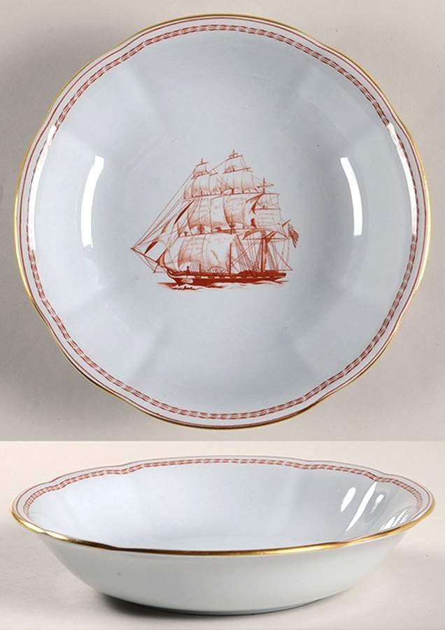 Trade Winds Red (Gold Trim) Coupe Cereal Bowl by Spode-1