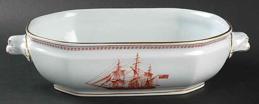 Trade Winds Red (Gold Trim) Oval Vegetable No Lid by Spode-1