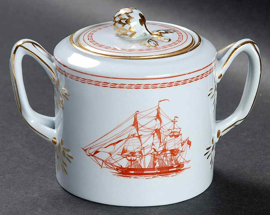 Trade Winds Red (Gold Trim) Mini Sugar Bowl & Lid by Spode-1