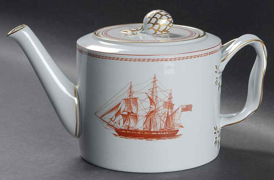 Trade Winds Red (Gold Trim) Teapot & Lid by Spode-1