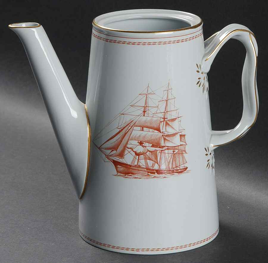 Trade Winds Red (Gold Trim) Coffee Pot No Lid by Spode-1