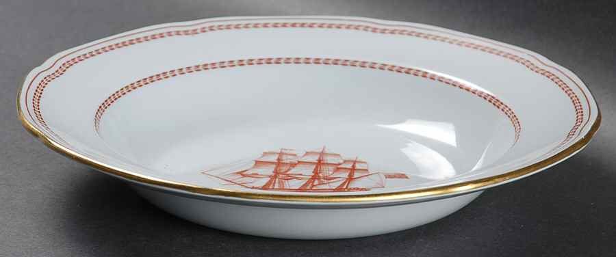 Trade Winds Red (Gold Trim) Rim Soup Bowl by Spode-1