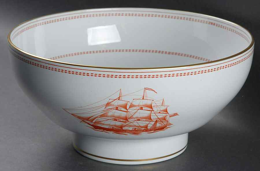 Trade Winds Red (Gold Trim) 9" Salad Serving Bowl by Spode-1