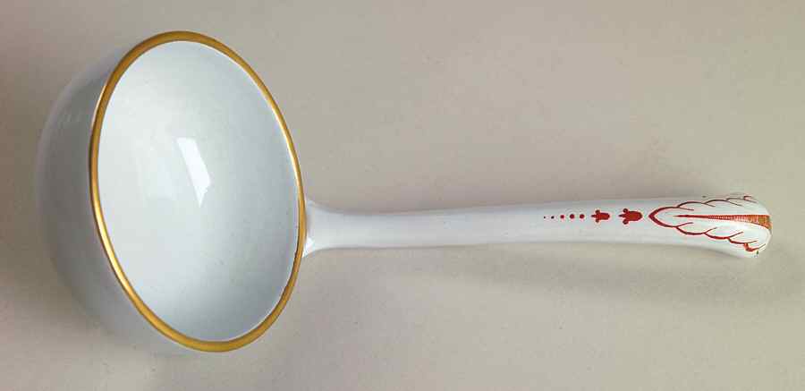 Trade Winds Red (Gold Trim) Solid Piece Sauce Ladle by Spode-1