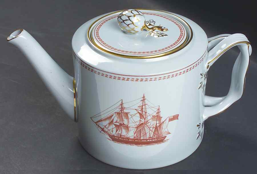 Trade Winds Red (Gold Trim) Small Teapot & Lid by Spode-1