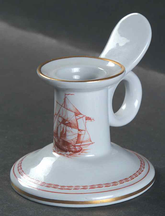 Trade Winds Red (Gold Trim) Candleholder by Spode-1