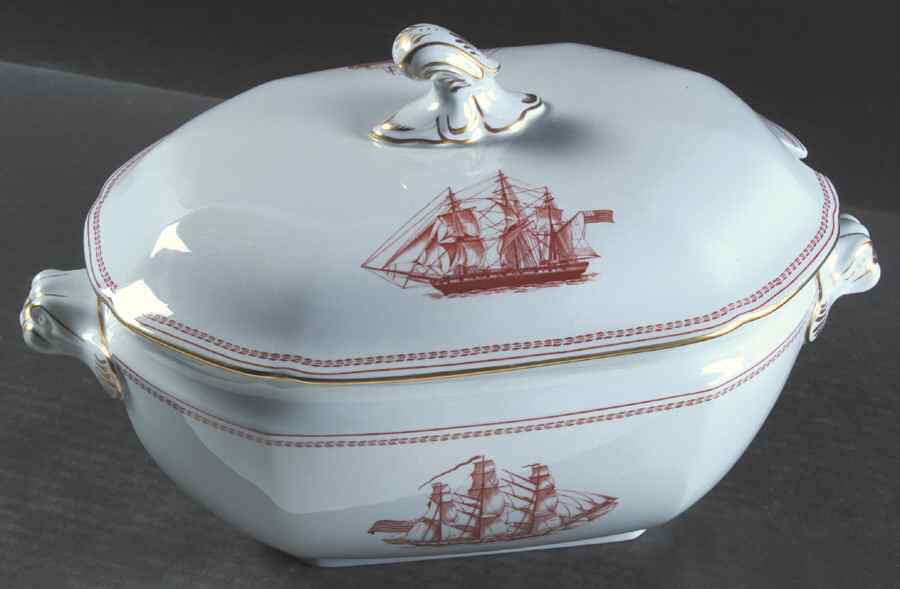 Trade Winds Red (Gold Trim) Tureen &  Lid by Spode-1