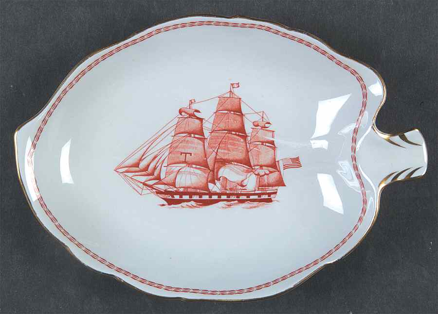 Trade Winds Red (Gold Trim) 7" Leaf Dish by Spode-1