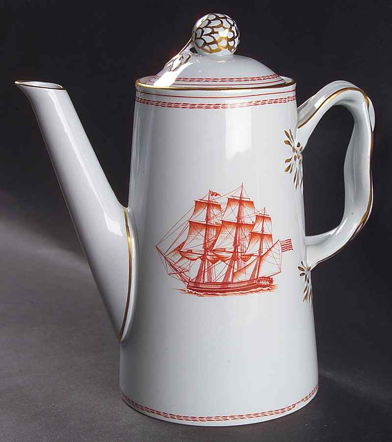 Trade Winds Red (Gold Trim) Small Coffee Pot & Lid by Spode-1