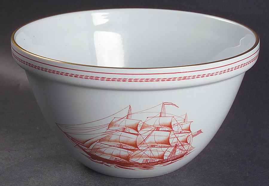 Trade Winds Red (Gold Trim) 7" Pudding Bowl Oven to Table by Spode-1