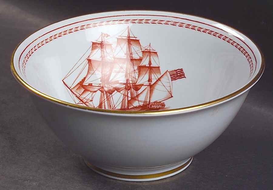 Trade Winds Red (Gold Trim) Cranberry Bowl by Spode-1