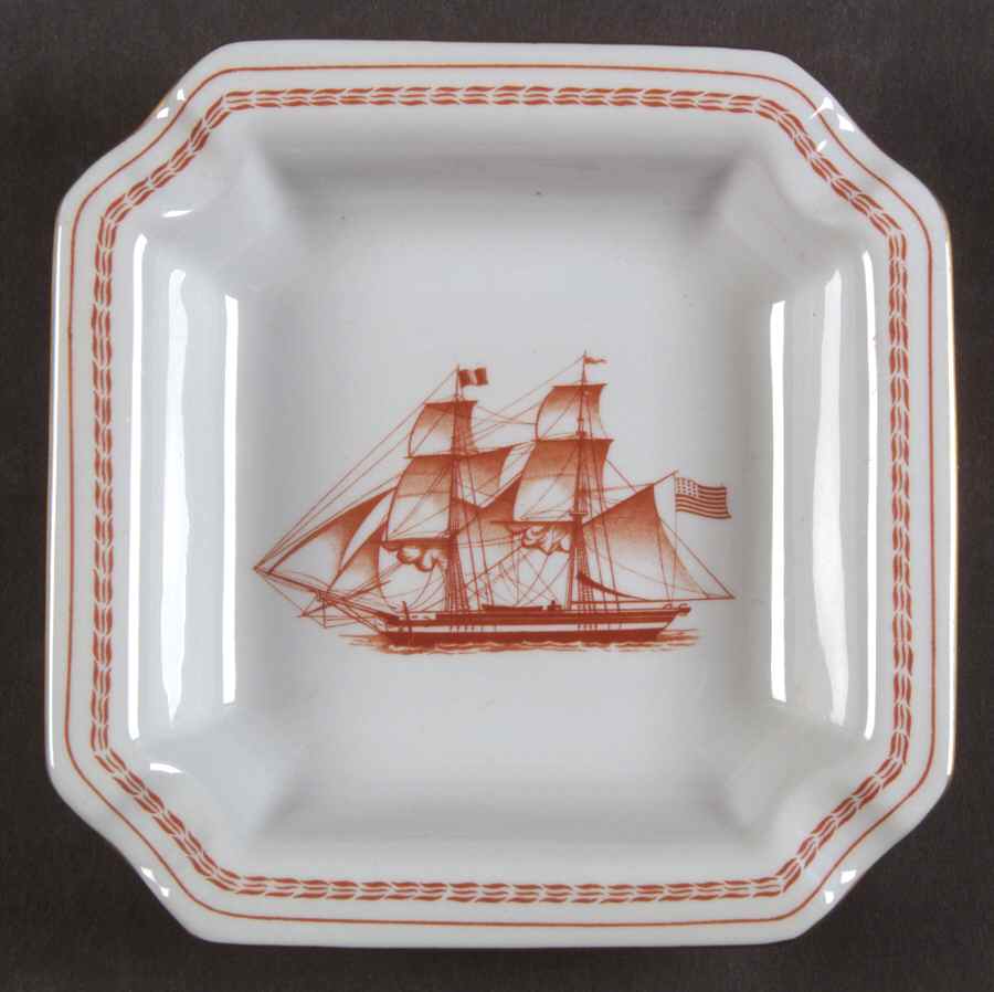 Trade Winds Red (Gold Trim) Small Ashtray by Spode-1