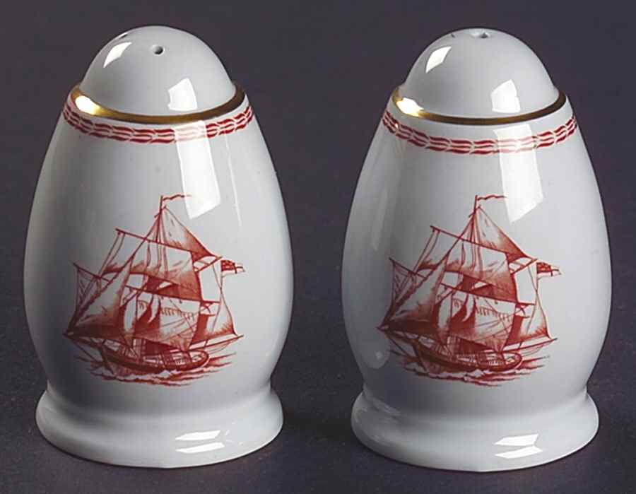 Trade Winds Red (Gold Trim) Salt & Pepper Set by Spode-1