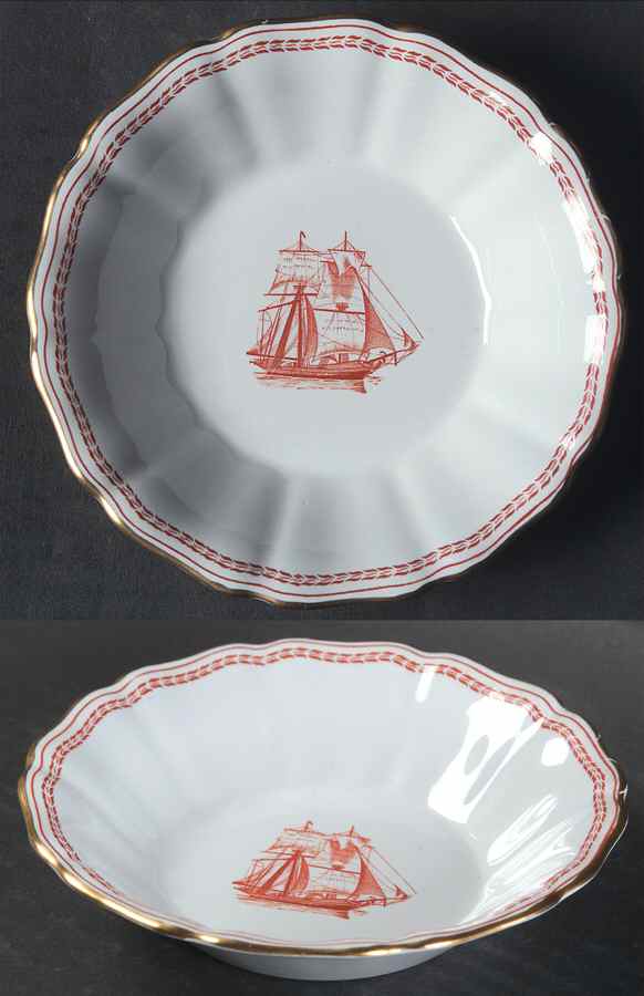 Trade Winds Red (Gold Trim) Fruit/Dessert (Sauce) Bowl by Spode-1