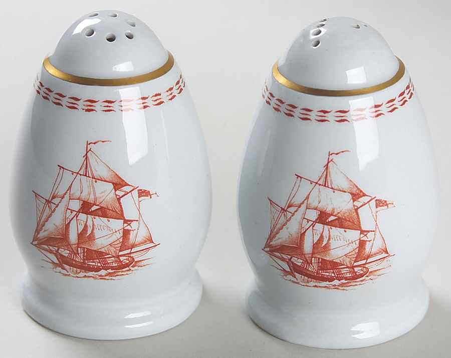 Trade Winds Red (Gold Trim) Salt & Pepper Set by Spode-1