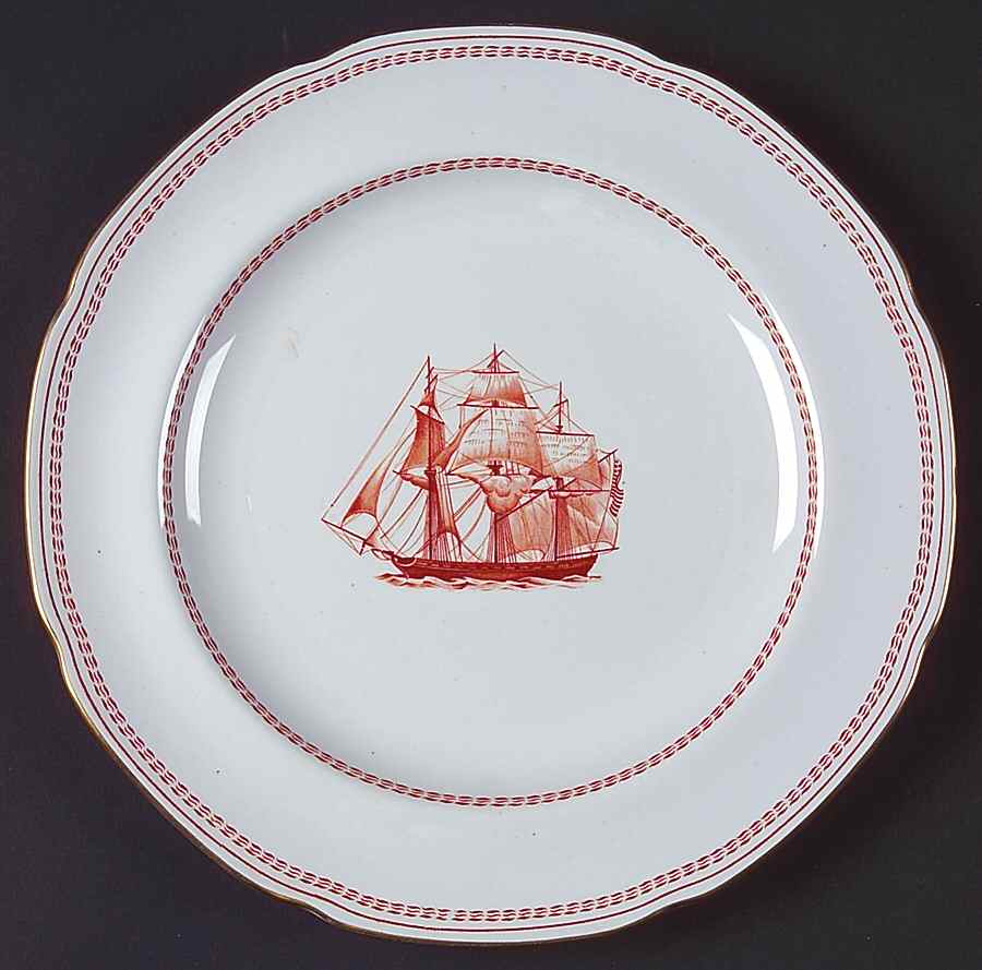 Trade Winds Red (Gold Trim) Luncheon Plate by Spode-1