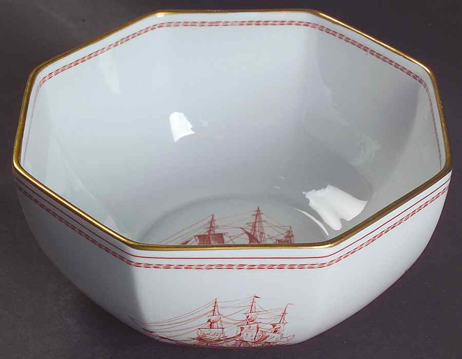 Trade Winds Red (Gold Trim) 6" Octagonal Vegetable Bowl by Spode-1