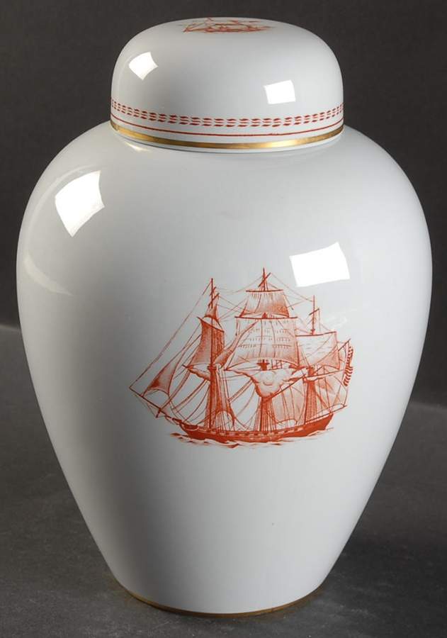 Trade Winds Red (Gold Trim) Medium Ginger Jar & Lid by Spode-1