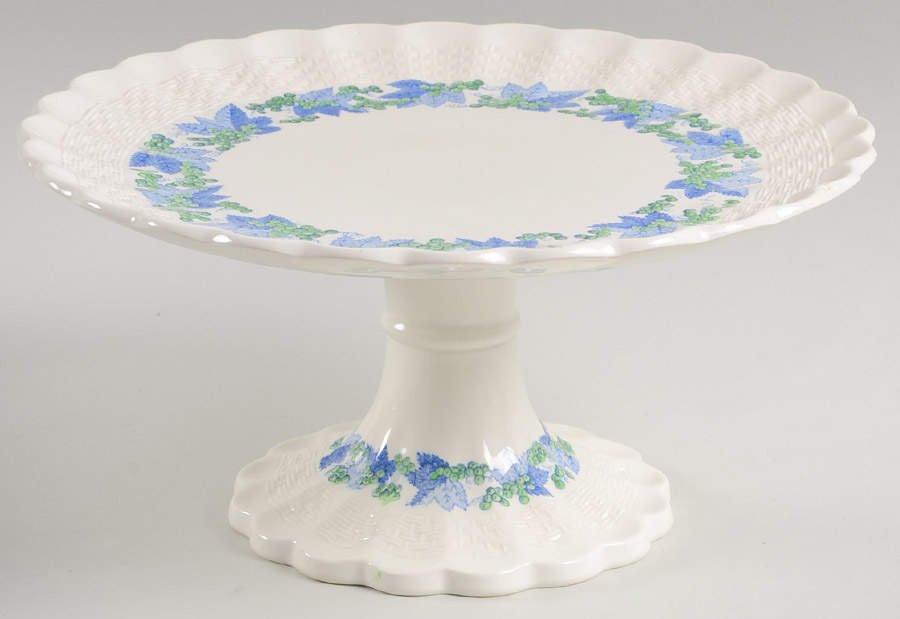 Valencia Blue Green (White Background) 8" Diameter Pedestal Cake Stand by Spode-1