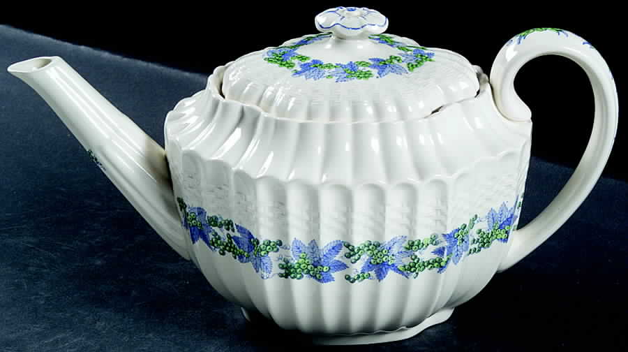 Valencia Blue Green (White Background) Teapot & Lid by Spode-1