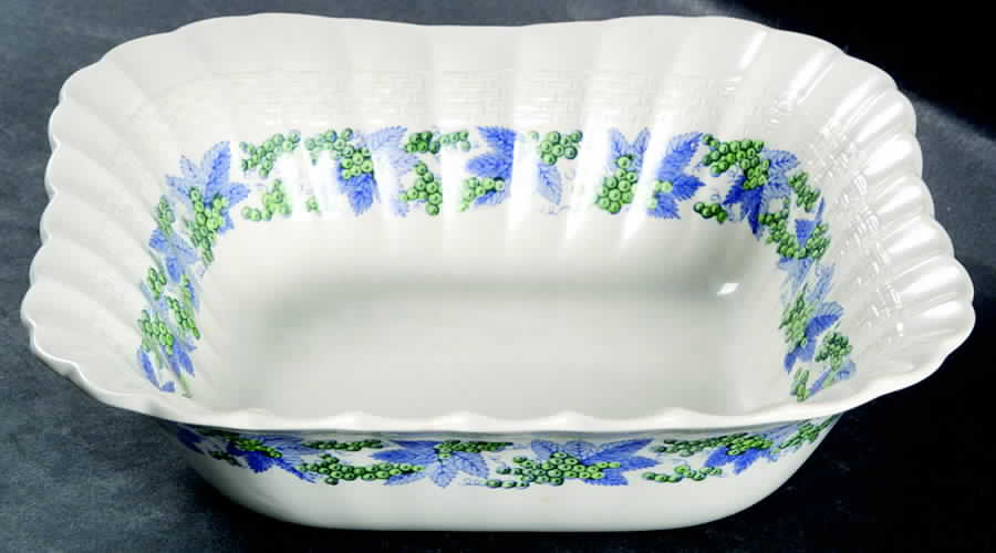 Valencia Blue Green (White Background) 7" Square Vegetable Bowl by Spode-1
