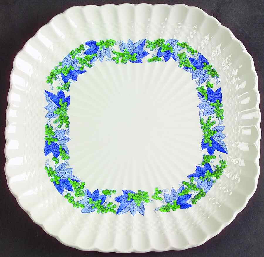 Valencia Blue Green (White Background) Square Luncheon Plate by Spode-1