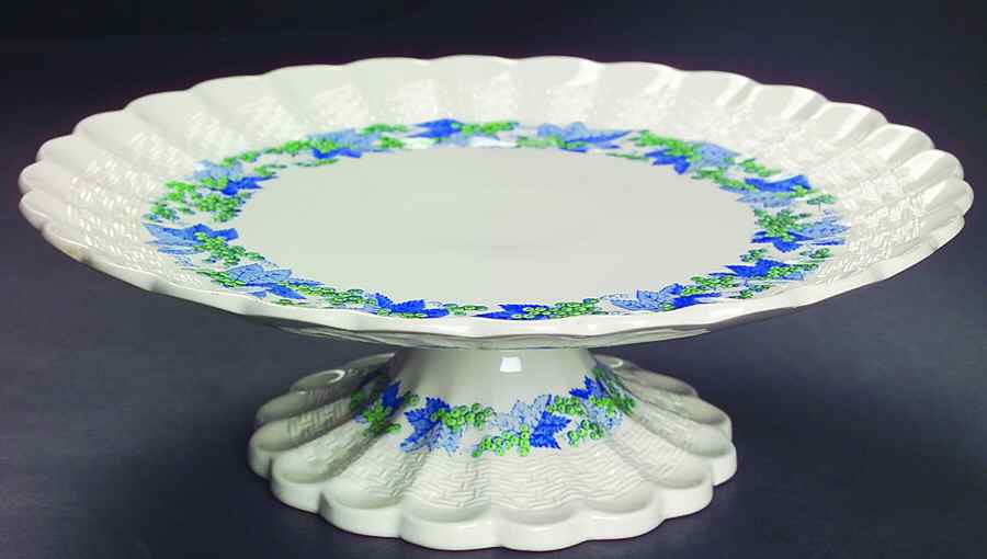 Valencia Blue Green (White Background) 8" Diameter Pedestal Cake Stand by Spode-1
