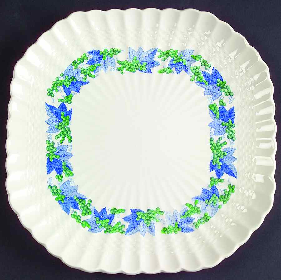 Valencia Blue Green (White Background) Square Luncheon Plate by Spode-1