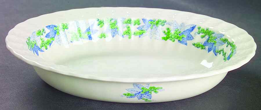 Valencia Blue Green (White Background) 9" Oval Vegetable Bowl by Spode-1