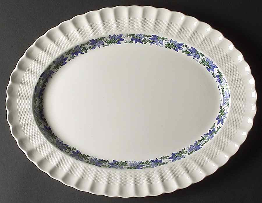 Valencia Blue Green (White Background) 17" Oval Serving Platter by Spode-1