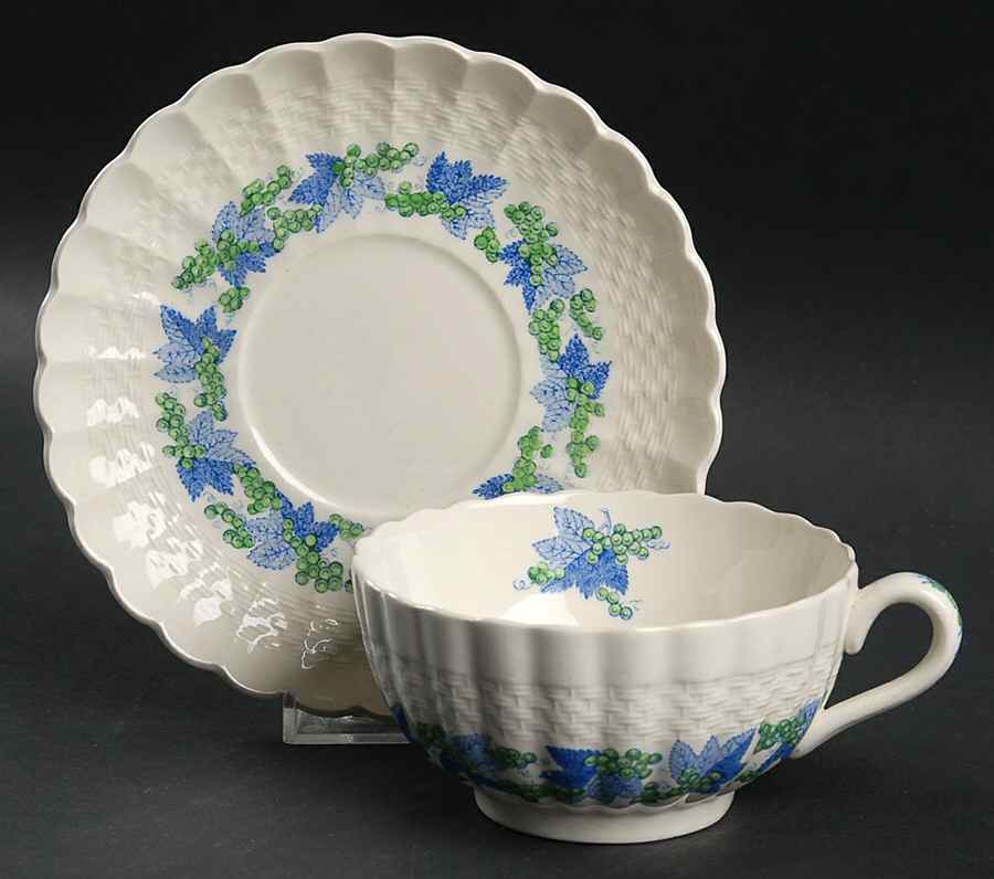 Valencia Blue Green (White Background) Oversized Cup & Saucer Set by Spode-1