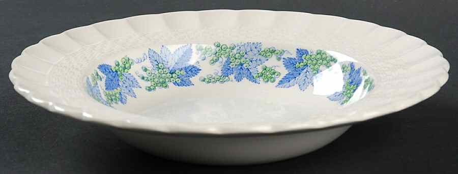 Valencia Blue Green (White Background) Rim Soup Bowl by Spode-1