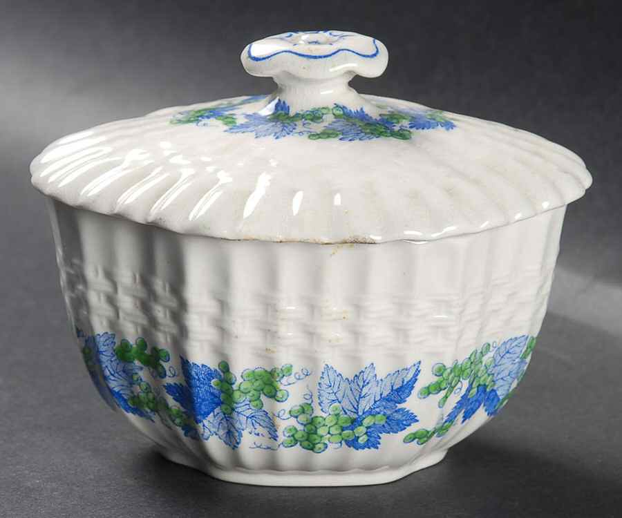 Valencia Blue Green (White Background) Mini Sugar Bowl No Lid by Spode-1