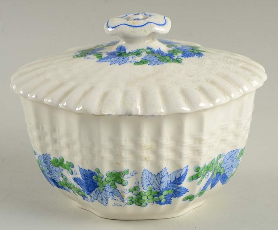 Valencia Blue Green (White Background) Mini Sugar Bowl & Lid by Spode-1