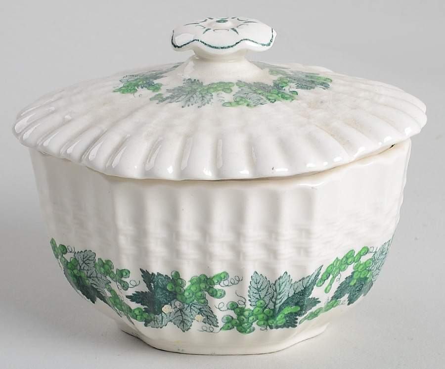 Valencia Green (No Trim or Verge) Mini Sugar Bowl & Lid by Spode-1