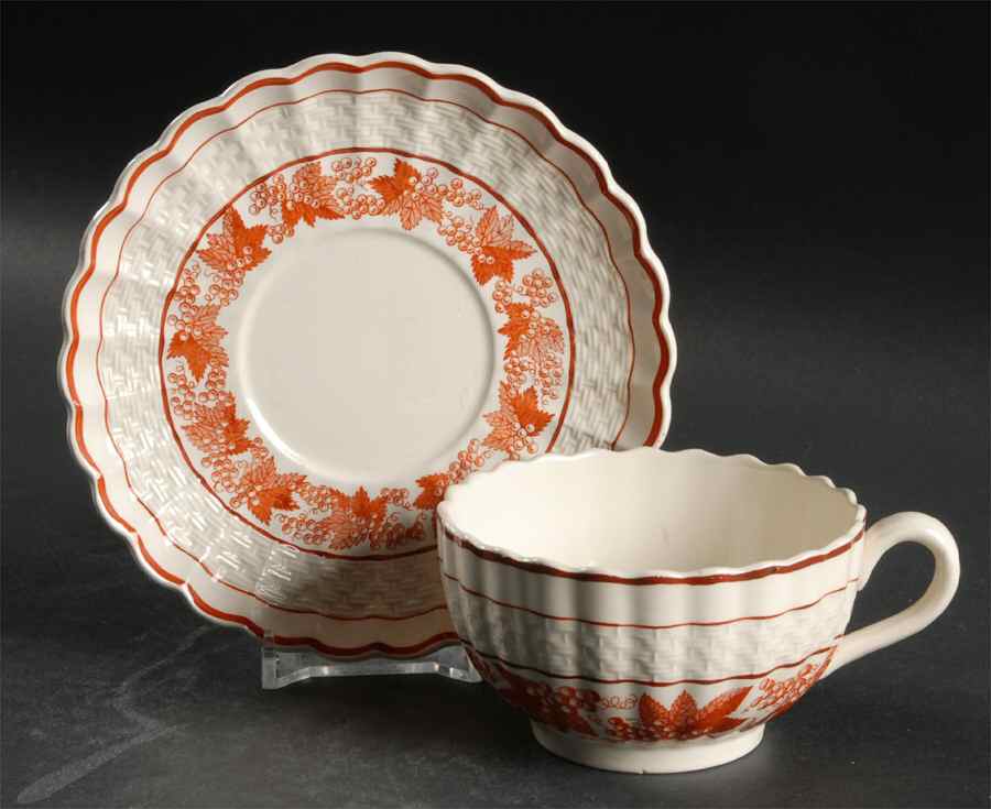 Valencia Orange Flat Cup & Saucer Set by Spode-1